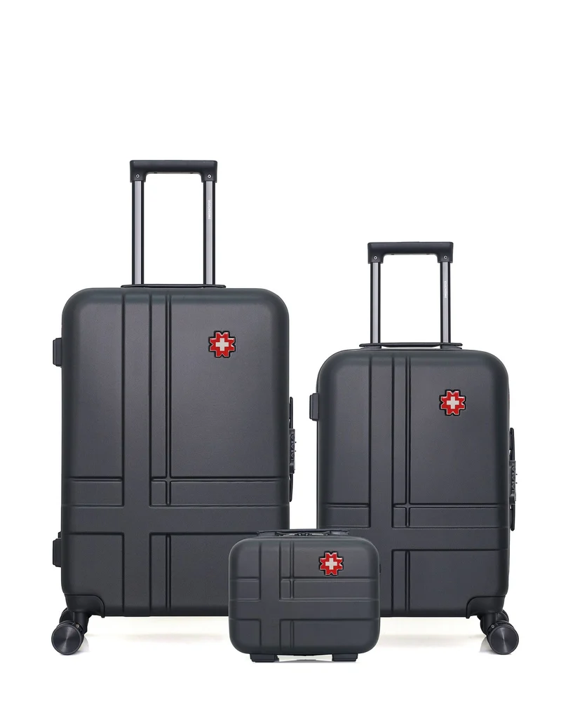 SWISS KOPPER – 3er-Pack – Mittelgroßer Koffer, Handgepäck und Kosmetikkoffer USTER