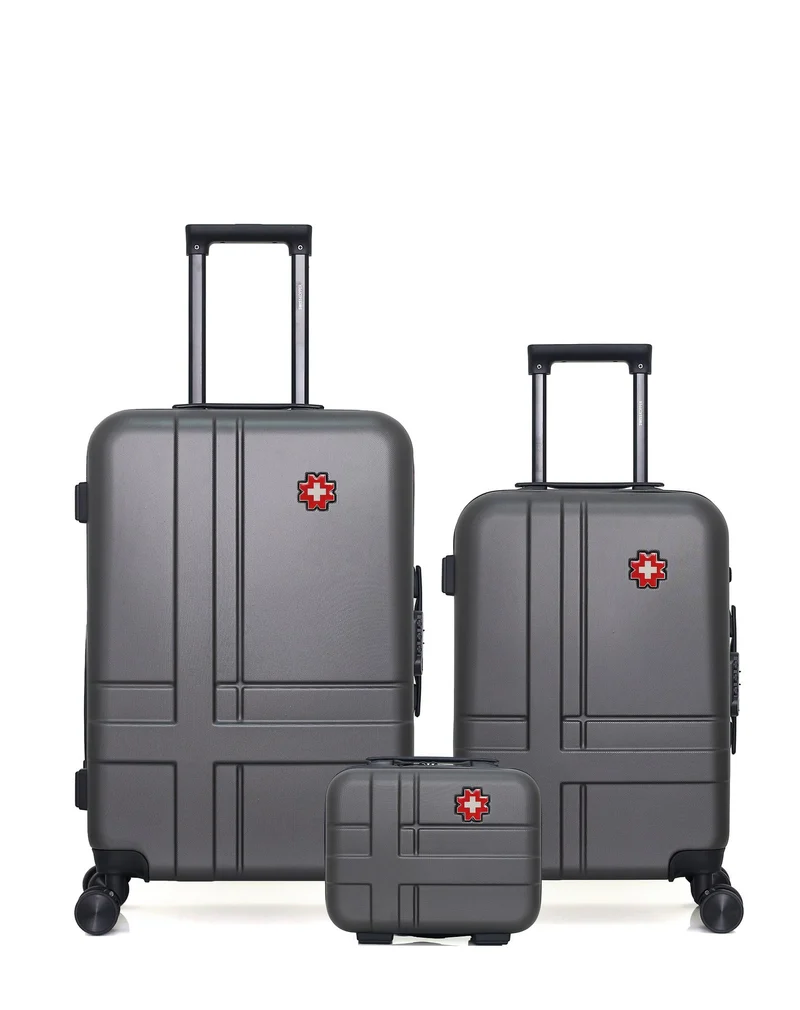 SWISS KOPPER – 3er-Pack – Mittelgroßer Koffer, Handgepäck und Kosmetikkoffer USTER