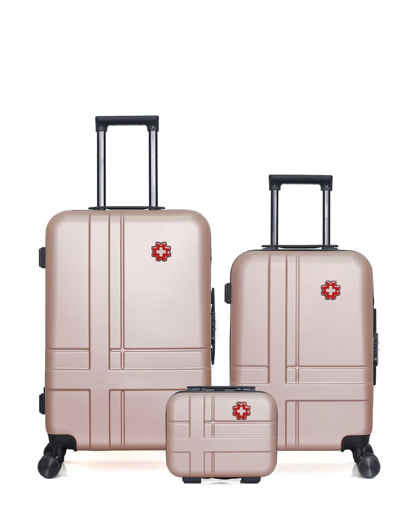 SWISS KOPPER – 3er-Pack – Mittelgroßer Koffer, Handgepäck und Kosmetikkoffer USTER
