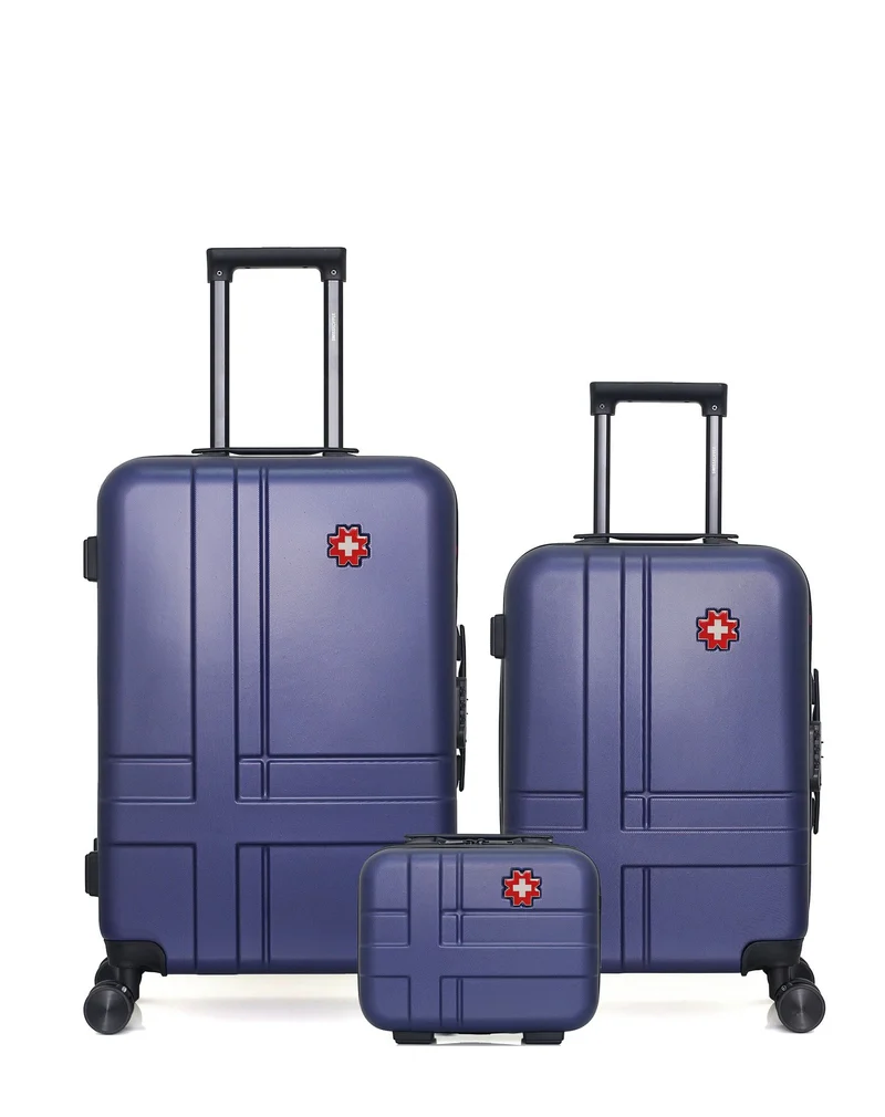 SWISS KOPPER – 3er-Pack – Mittelgroßer Koffer, Handgepäck und Kosmetikkoffer USTER