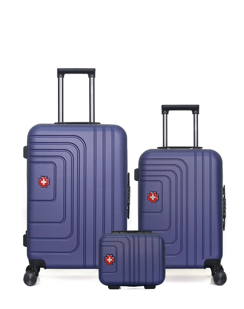 SWISS KOPPER – 3er-Pack – Mittelgroßer Koffer, Handgepäck und Kosmetikkoffer RUTI