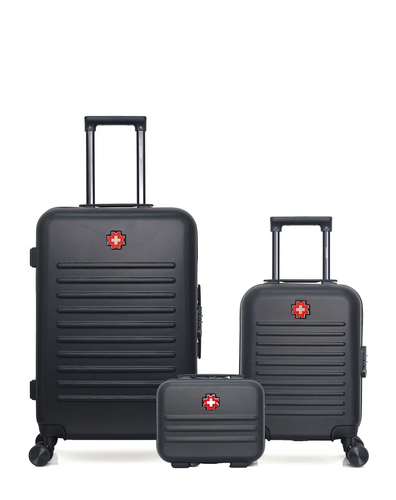 SWISS KOPPER – 3er-Pack – Mittelgroßer Koffer, Handgepäck XXS und Kosmetikkoffer WIL