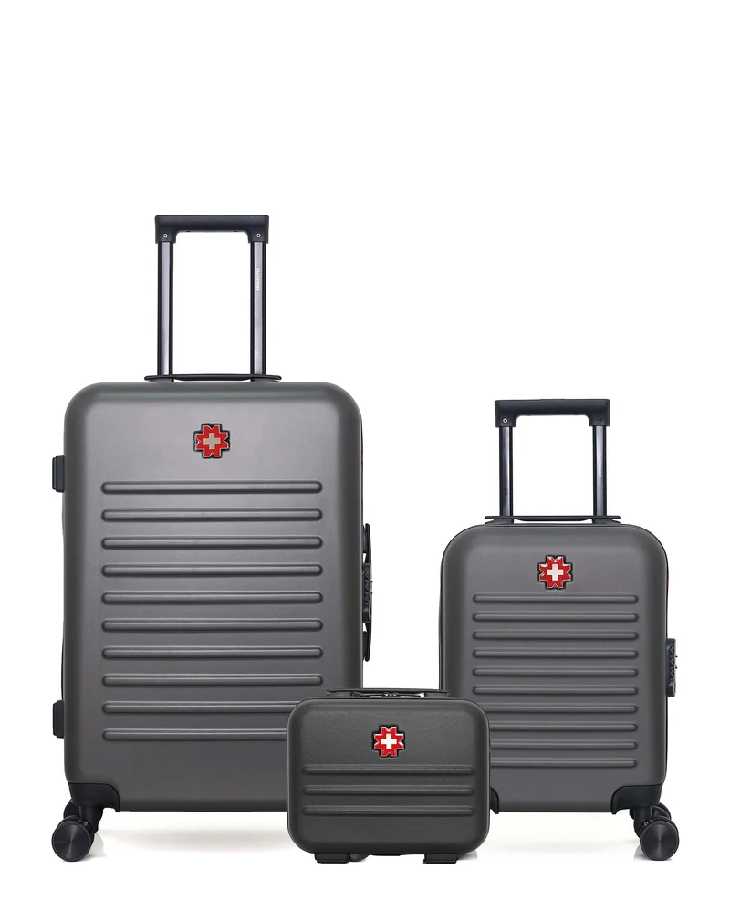 SWISS KOPPER – 3er-Pack – Mittelgroßer Koffer, Handgepäck XXS und Kosmetikkoffer WIL