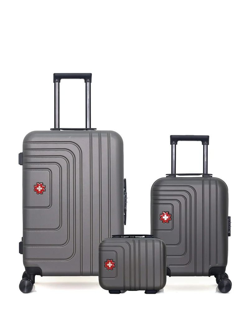 SWISS KOPPER – 3er-Pack – Mittelgroßer Koffer, Handgepäck XXS und Kosmetikkoffer RUTI