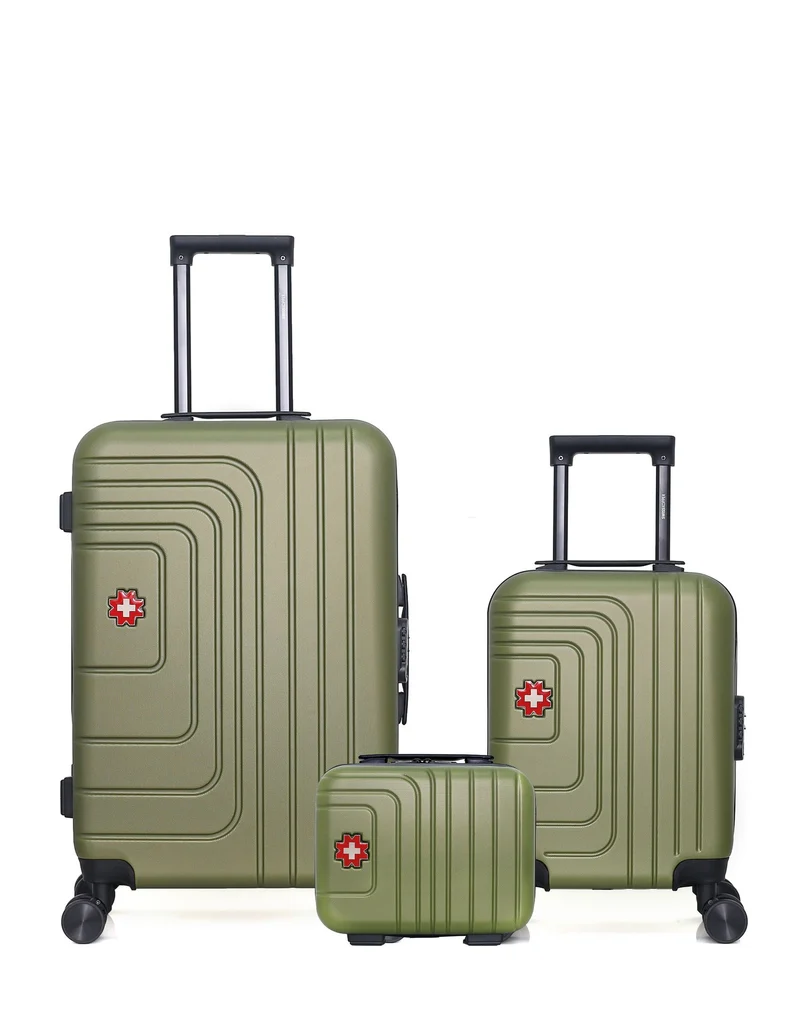 SWISS KOPPER – 3er-Pack – Mittelgroßer Koffer, Handgepäck XXS und Kosmetikkoffer RUTI