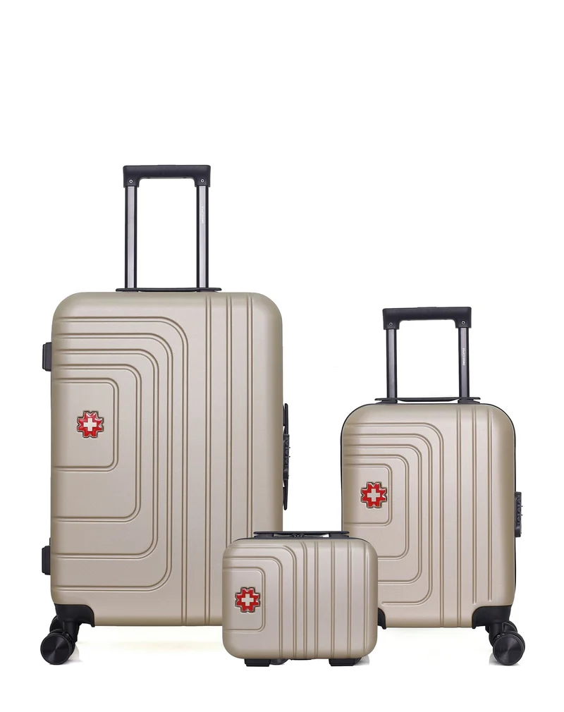 SWISS KOPPER – 3er-Pack – Mittelgroßer Koffer, Handgepäck XXS und Kosmetikkoffer RUTI
