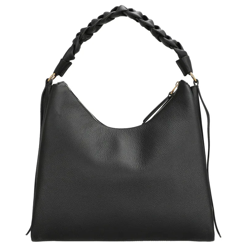 Coccinelle Boheme Grana Double - Schultertasche M 34 cm (noir/cognac)