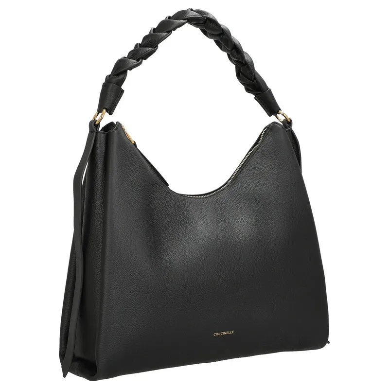 Coccinelle Boheme Grana Double - Schultertasche M 34 cm (noir/cognac)