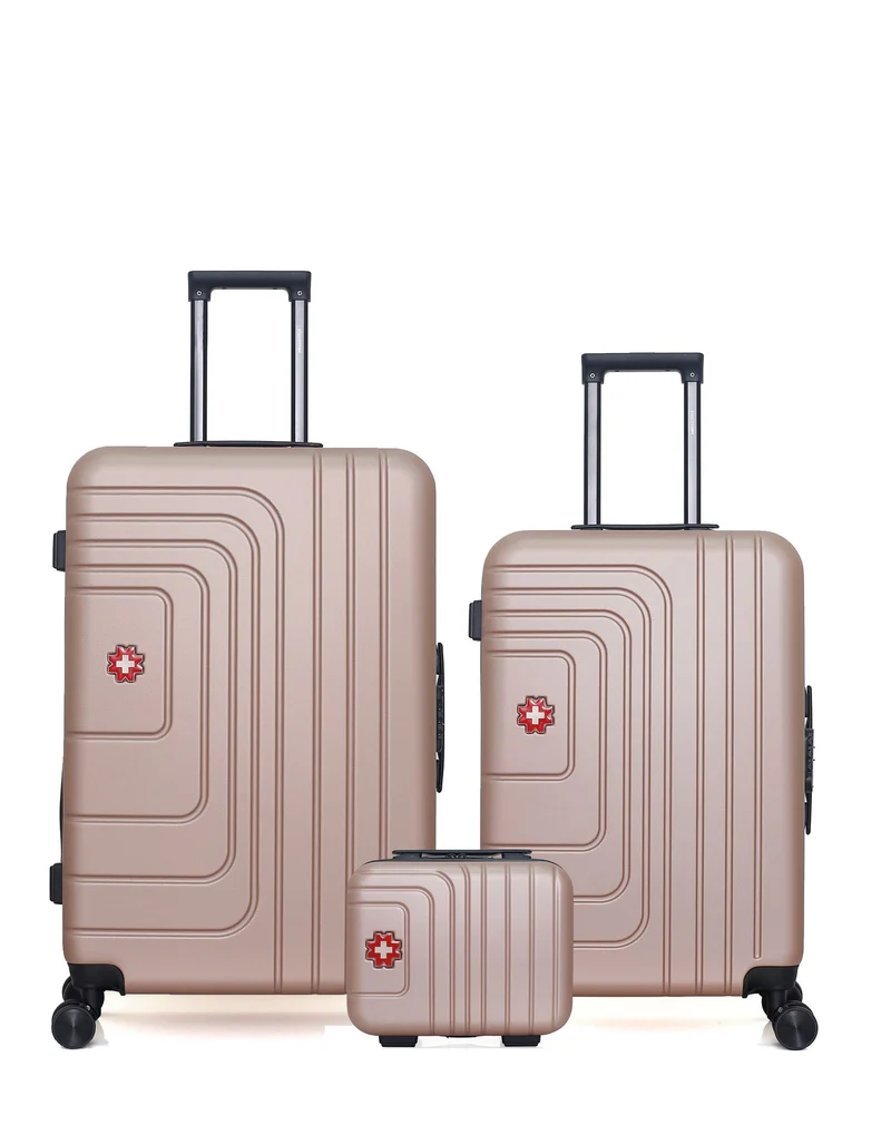 SWISS KOPPER – 3er-Pack – Großer Koffer, mittelgroßer Koffer und Kosmetikkoffer RUTI