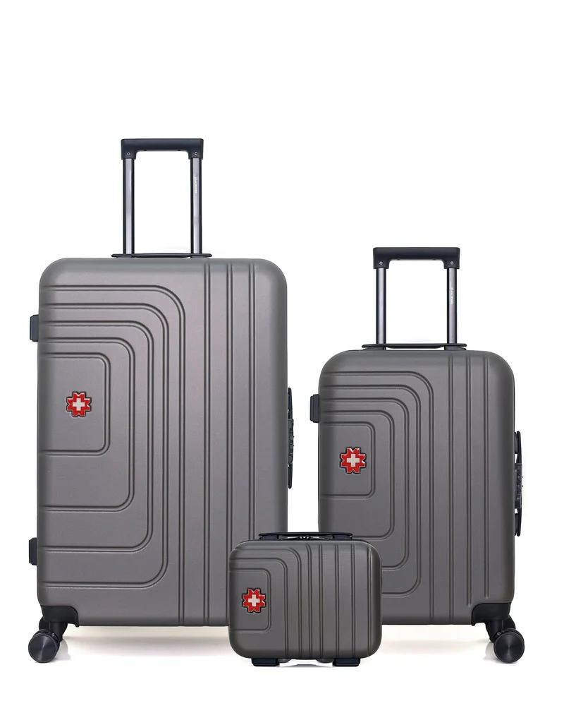 SWISS KOPPER – 3er-Pack – Großer Koffer, Handgepäck und Kosmetikkoffer RUTI