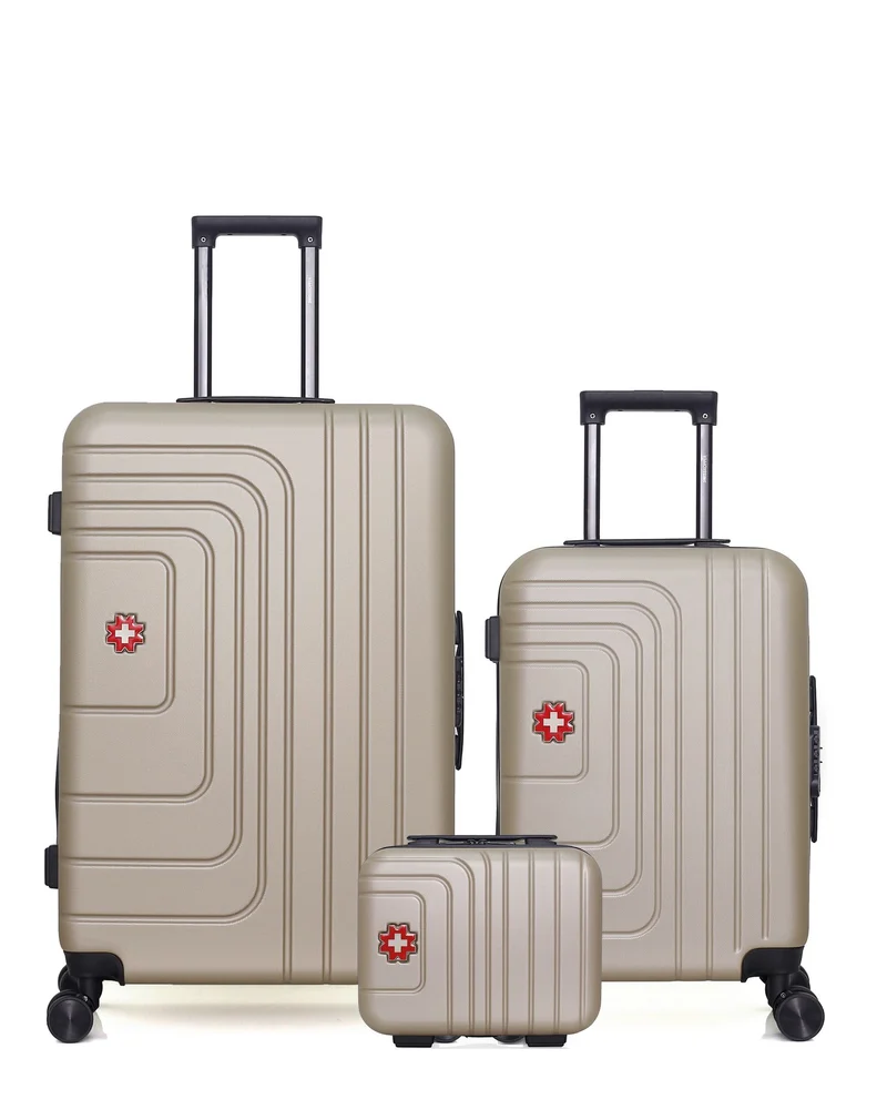 SWISS KOPPER – 3er-Pack – Großer Koffer, Handgepäck und Kosmetikkoffer RUTI