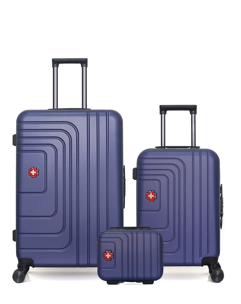 SWISS KOPPER – 3er-Pack – Großer Koffer, Handgepäck und Kosmetikkoffer RUTI