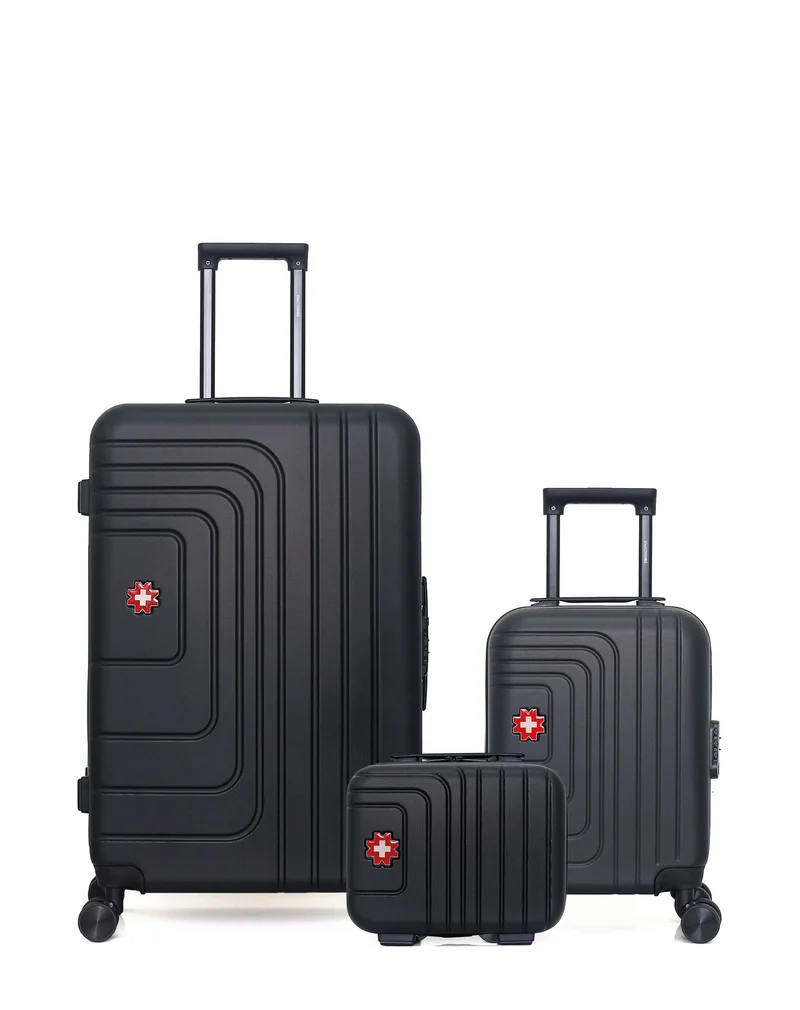 SWISS KOPPER – 3er-Pack – Großer Koffer, Handgepäck XXS und Kosmetikkoffer RUTI