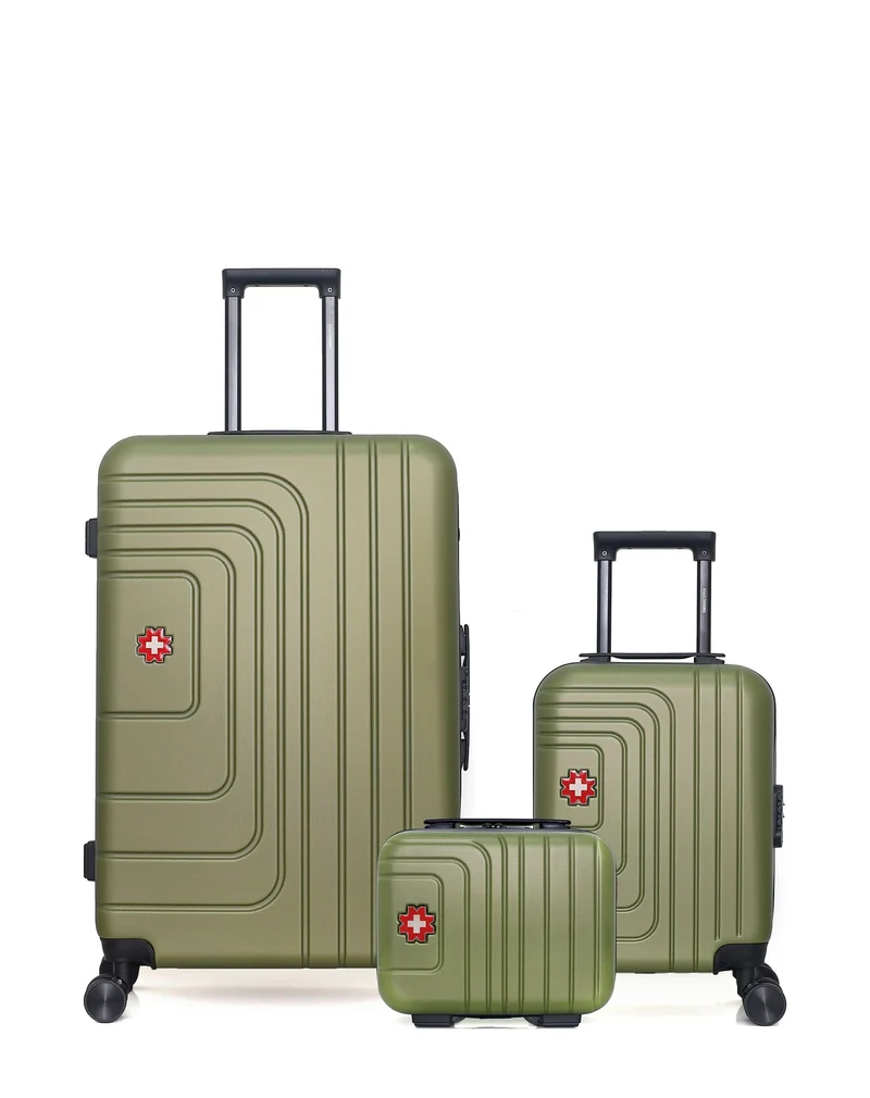 SWISS KOPPER – 3er-Pack – Großer Koffer, Handgepäck XXS und Kosmetikkoffer RUTI