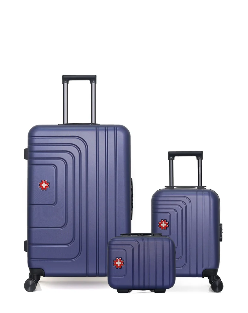 SWISS KOPPER – 3er-Pack – Großer Koffer, Handgepäck XXS und Kosmetikkoffer RUTI