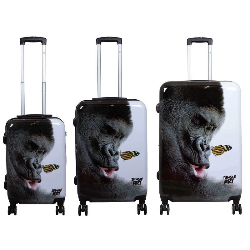 Motivkoffer Design Gorilla mit Schmetterling – Reisekoffer mit Motiv – Hartschale ABS/Polycarbonat – S M L – leicht & robust