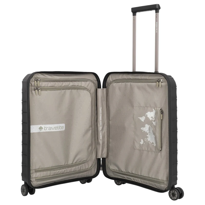Travelite Mooby - 4-Rollen-Kabinentrolley mit Vortasche S 55 cm (black)