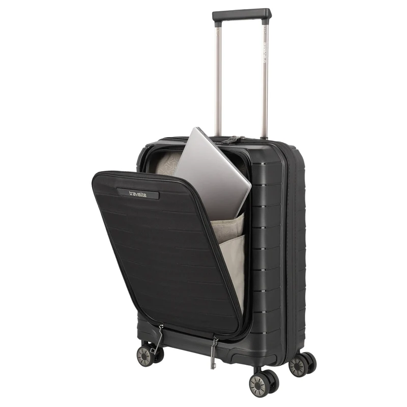 Travelite Mooby - 4-Rollen-Kabinentrolley mit Vortasche S 55 cm (black)