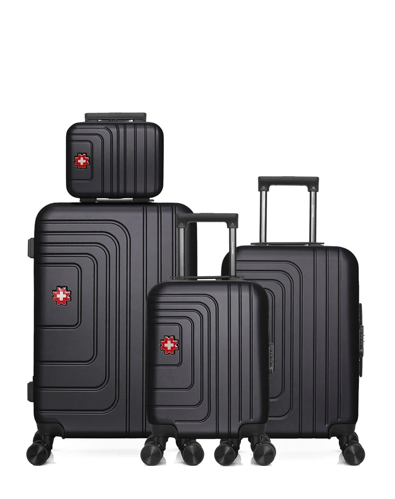 SWISS KOPPER – 4er-Pack: Mittelgroßer Koffer, Handgepäck, Handgepäck XXS und Kosmetikkoffer RUTI