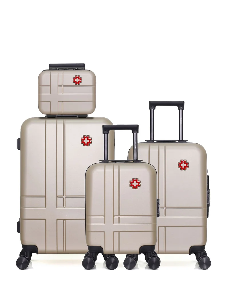SWISS KOPPER – 4er-Pack: Mittelgroßer Koffer, Handgepäck, Handgepäck XXS und Kosmetikkoffer USTER
