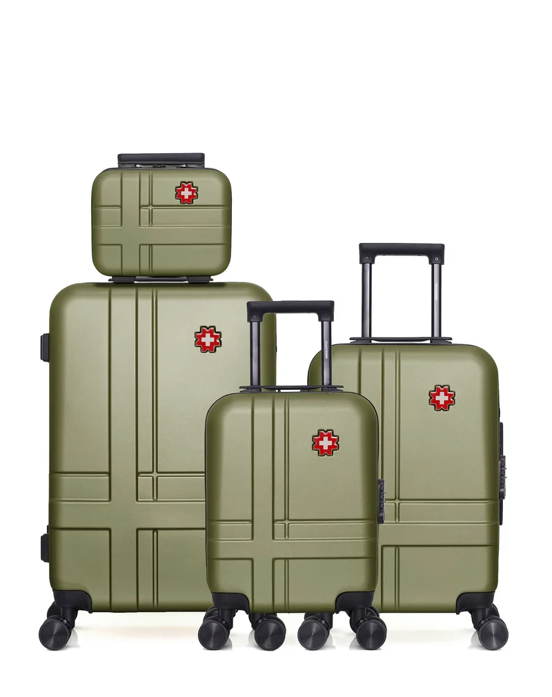 SWISS KOPPER – 4er-Pack: Mittelgroßer Koffer, Handgepäck, Handgepäck XXS und Kosmetikkoffer USTER