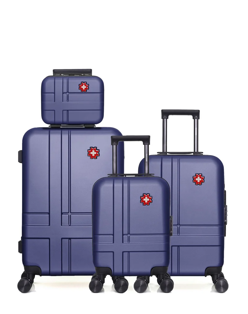 SWISS KOPPER – 4er-Pack: Mittelgroßer Koffer, Handgepäck, Handgepäck XXS und Kosmetikkoffer USTER