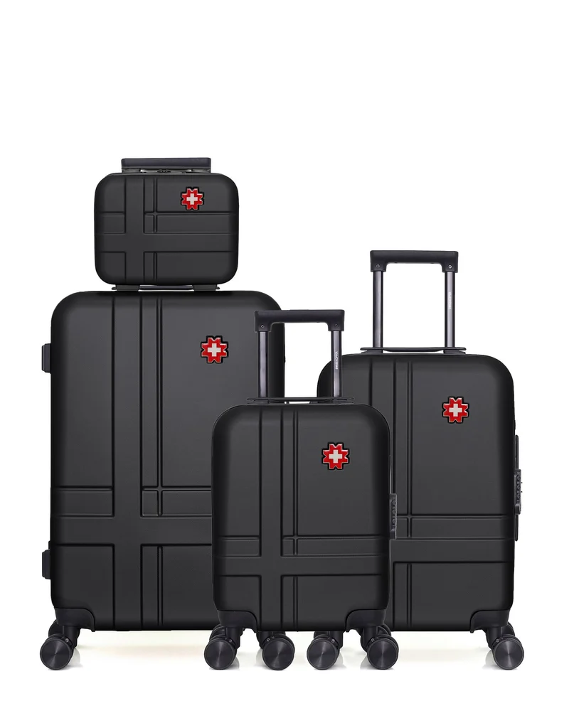 SWISS KOPPER – 4er-Pack: Mittelgroßer Koffer, Handgepäck, Handgepäck XXS und Kosmetikkoffer USTER