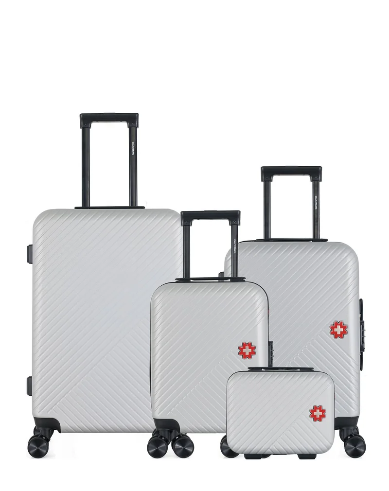 SWISS KOPPER – 4er-Pack: Mittelgroßer Koffer, Handgepäck, Handgepäck XXS und Kosmetikkoffer SPIEZ