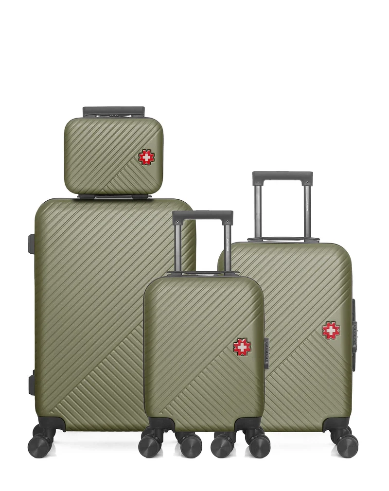 SWISS KOPPER – 4er-Pack: Mittelgroßer Koffer, Handgepäck, Handgepäck XXS und Kosmetikkoffer SPIEZ