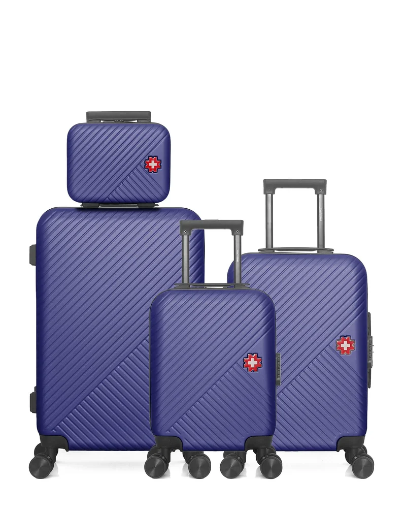 SWISS KOPPER – 4er-Pack: Mittelgroßer Koffer, Handgepäck, Handgepäck XXS und Kosmetikkoffer SPIEZ
