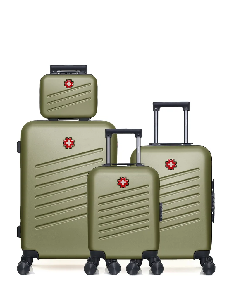 SWISS KOPPER – 4er-Pack: Mittelgroßer Koffer, Handgepäck, Handgepäck XXS und Kosmetikkoffer ZURICH
