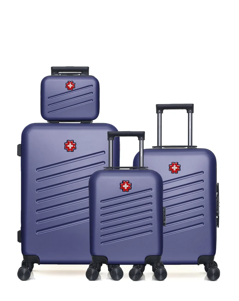 SWISS KOPPER – 4er-Pack: Mittelgroßer Koffer, Handgepäck, Handgepäck XXS und Kosmetikkoffer ZURICH