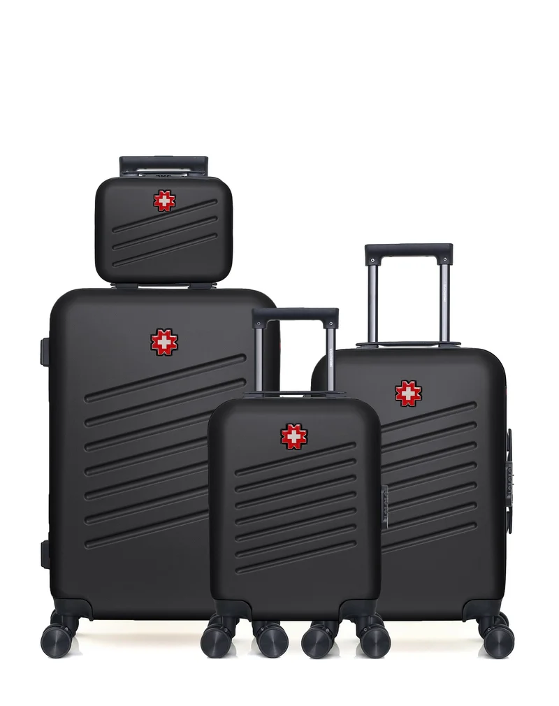 SWISS KOPPER – 4er-Pack: Mittelgroßer Koffer, Handgepäck, Handgepäck XXS und Kosmetikkoffer ZURICH