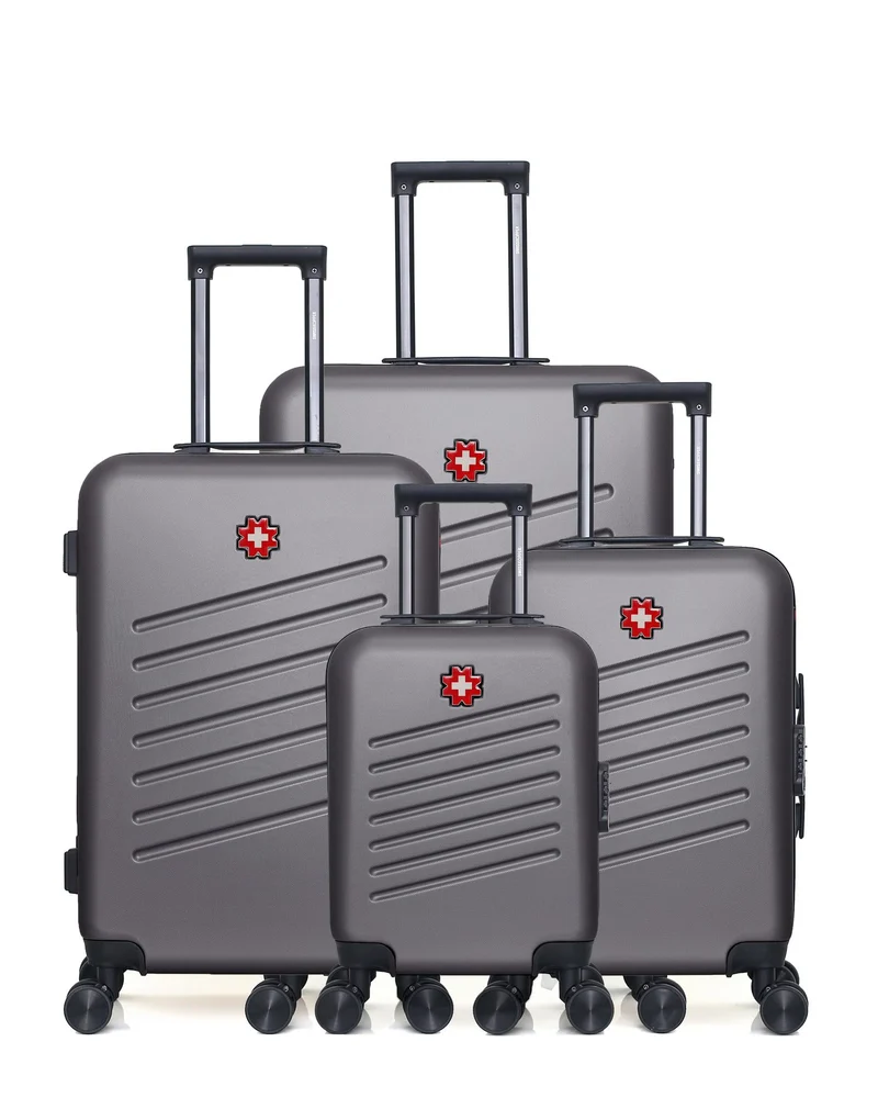 SWISS KOPPER – 4er-Pack: Großer Koffer, mittelgroßer Koffer, Handgepäck und Handgepäck XXS ZURICH