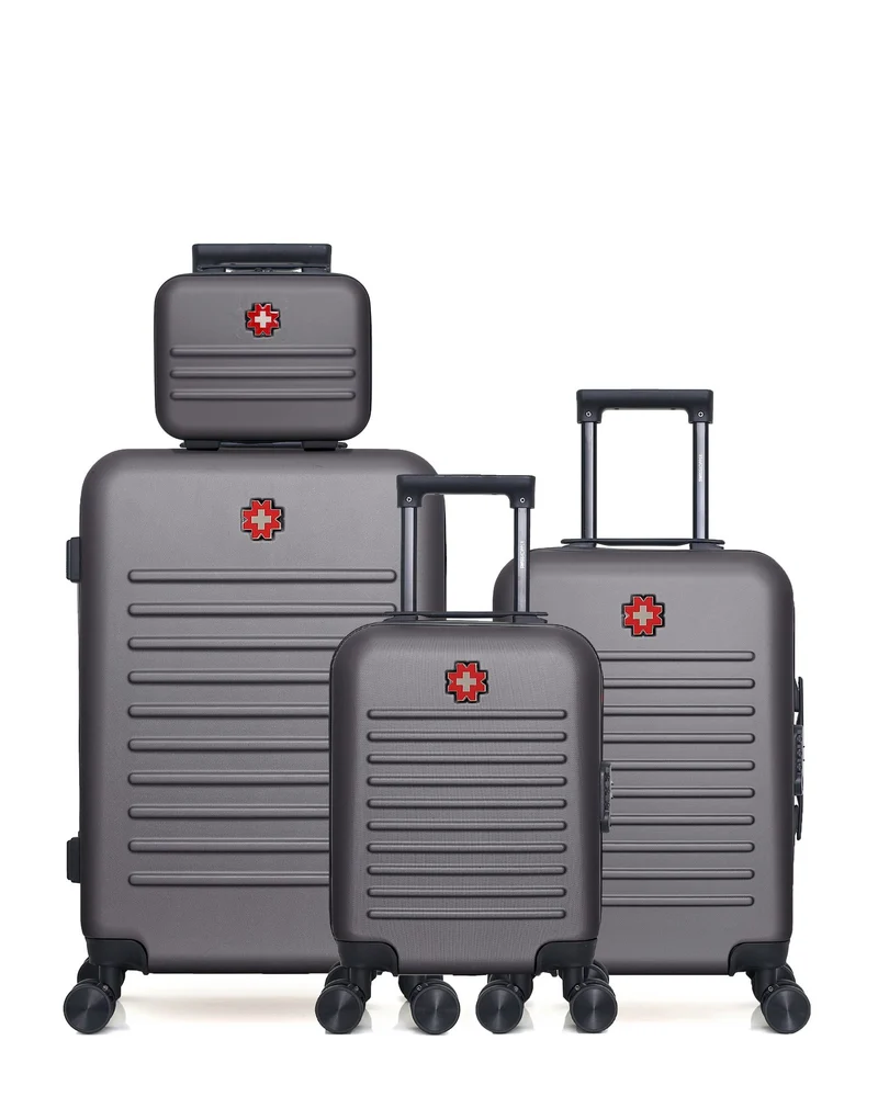 SWISS KOPPER – 4er-Pack: Mittelgroßer Koffer, Handgepäck, Handgepäck XXS und Kosmetikkoffer WIL