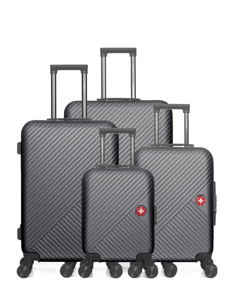 SWISS KOPPER – 4er-Pack: Großer Koffer, mittelgroßer Koffer, Handgepäck und Handgepäck XXS SPIEZ