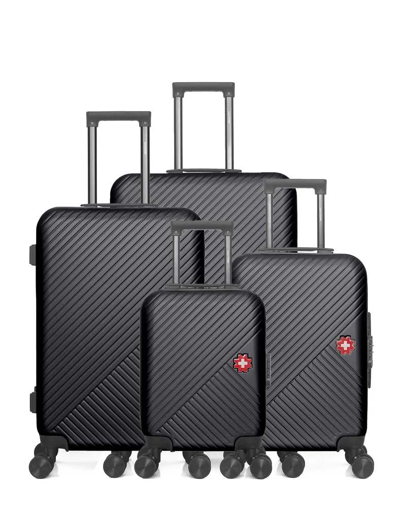 SWISS KOPPER – 4er-Pack: Großer Koffer, mittelgroßer Koffer, Handgepäck und Handgepäck XXS SPIEZ