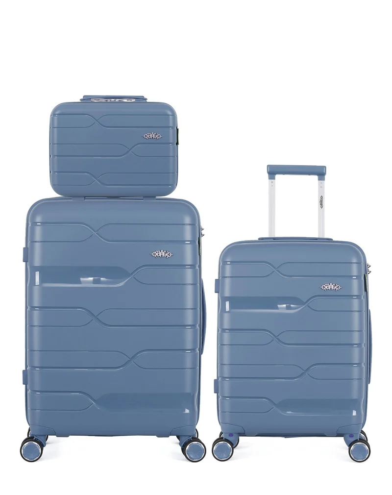 OBAGO – 3er-Pack: Mittelgroßer Koffer, Handgepäck und Kosmetikkoffer PEGASE