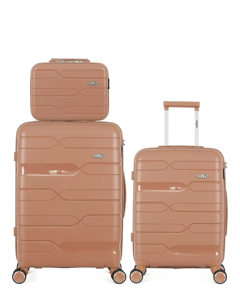 OBAGO – 3er-Pack: Mittelgroßer Koffer, Handgepäck und Kosmetikkoffer PEGASE