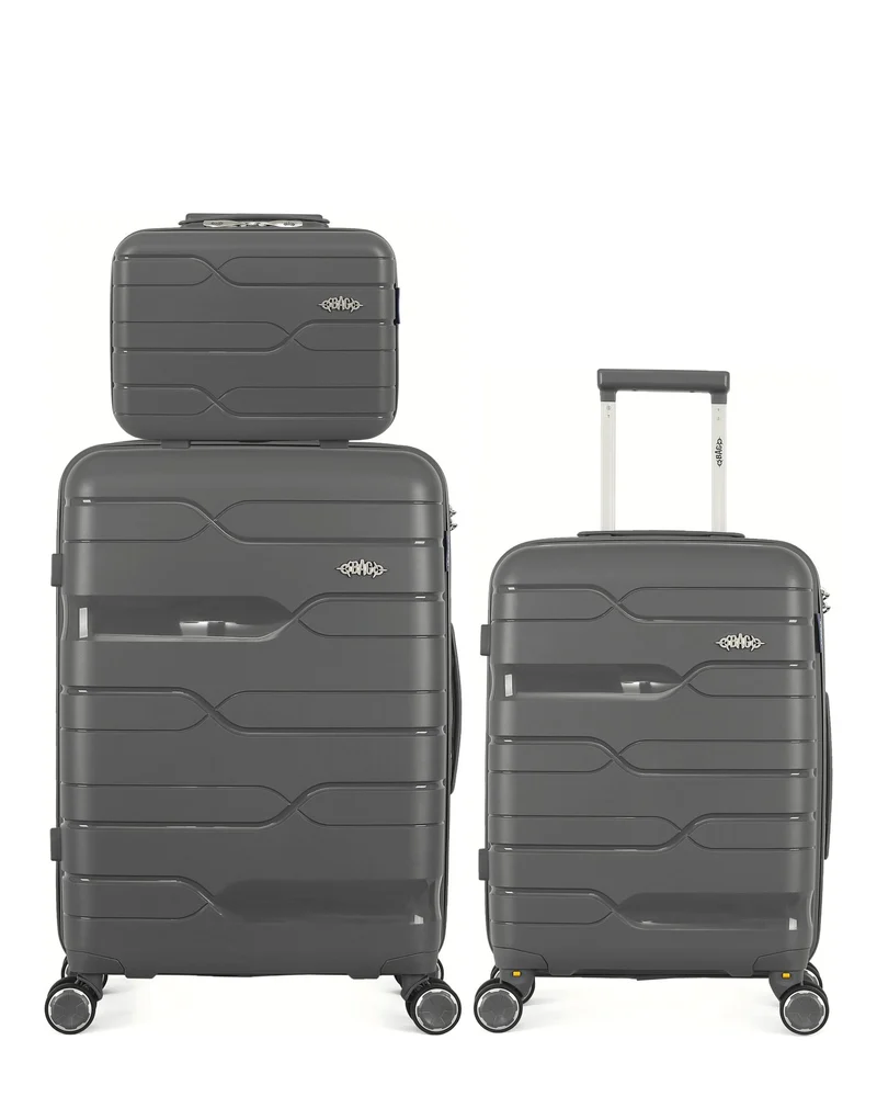 OBAGO – 3er-Pack: Mittelgroßer Koffer, Handgepäck und Kosmetikkoffer PEGASE
