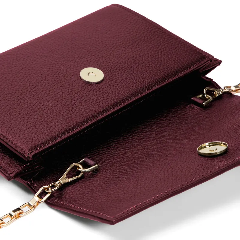 Isabel Bernard Honoré Lina Bordeauxrote Clutch Mit Abnehmbarer Schulterkette IB21135-052