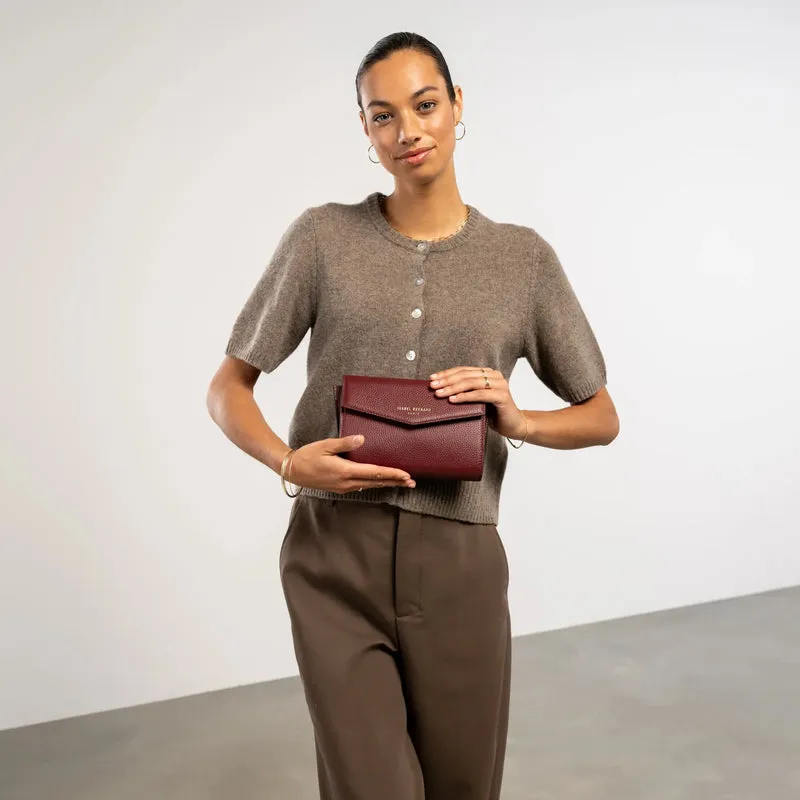 Isabel Bernard Honoré Lina Bordeauxrote Clutch Mit Abnehmbarer Schulterkette IB21135-052