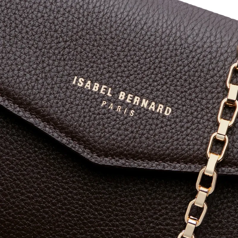 Isabel Bernard Honoré Lina Dunkelbraune Clutch Mit Abnehmbarer Schulterkette IB21135-031