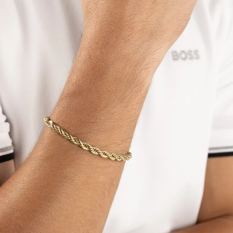 Hugo Boss Edelstahl Goldfarbenes Herren Gliederarmband HBJ1580810M