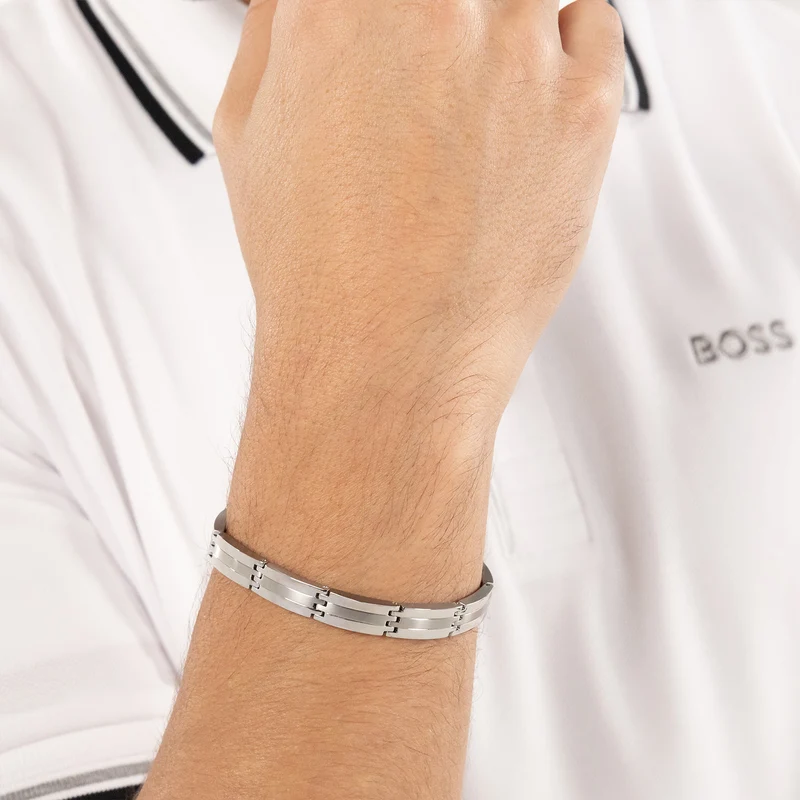 Hugo Boss Edelstahl Silberfarbenes Herren Gliederarmband HBJ1580803