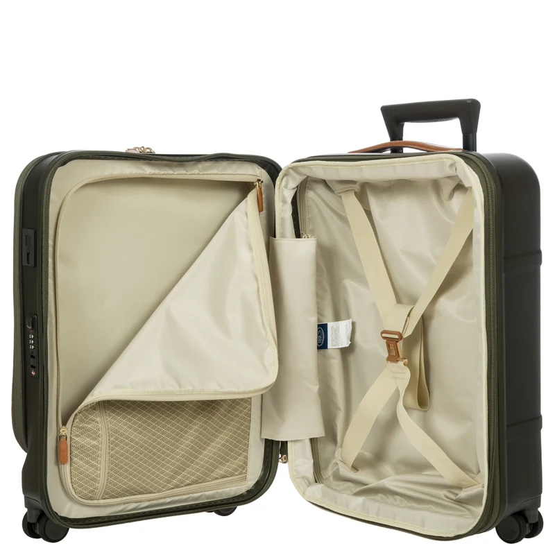 Brics Bellagio - 4-Rollen-Kabinentrolley mit Vortasche 55 cm erw. recycelt (olive)