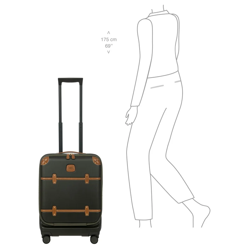 Brics Bellagio - 4-Rollen-Kabinentrolley mit Vortasche 55 cm erw. recycelt (olive)