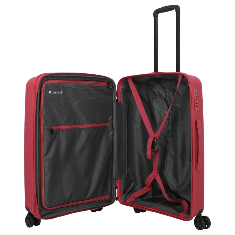 Travelite Air Stripe - 4-Rollen-Trolley Set 3tlg. erw. L/M/S (Slim) (red)