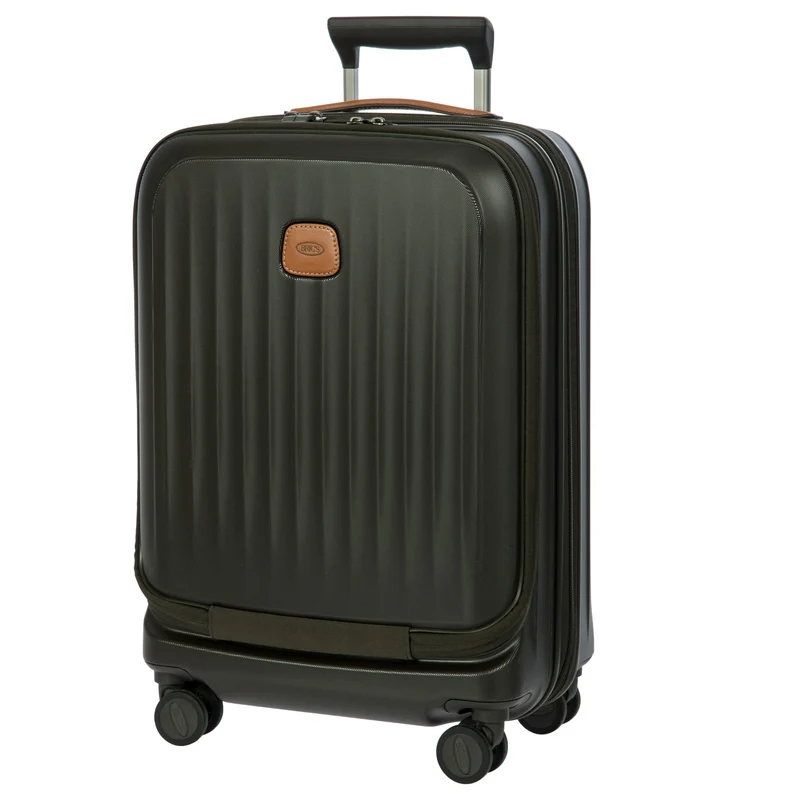 Brics Taormina - 4-Rollen-Kabinentrolley mit Vortasche 55 cm erw. USB (olive)