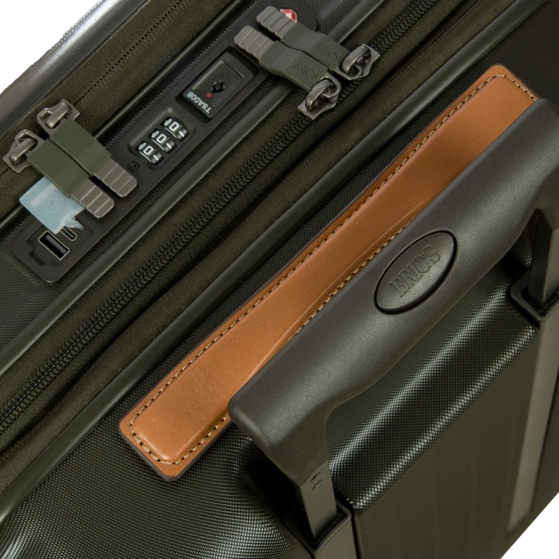 Brics Taormina - 4-Rollen-Kabinentrolley mit Vortasche 55 cm erw. USB (olive)